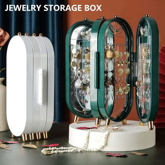 Jewellery Box Organiser With Mirror – Foldable Exquisite Dustproof (random Color)